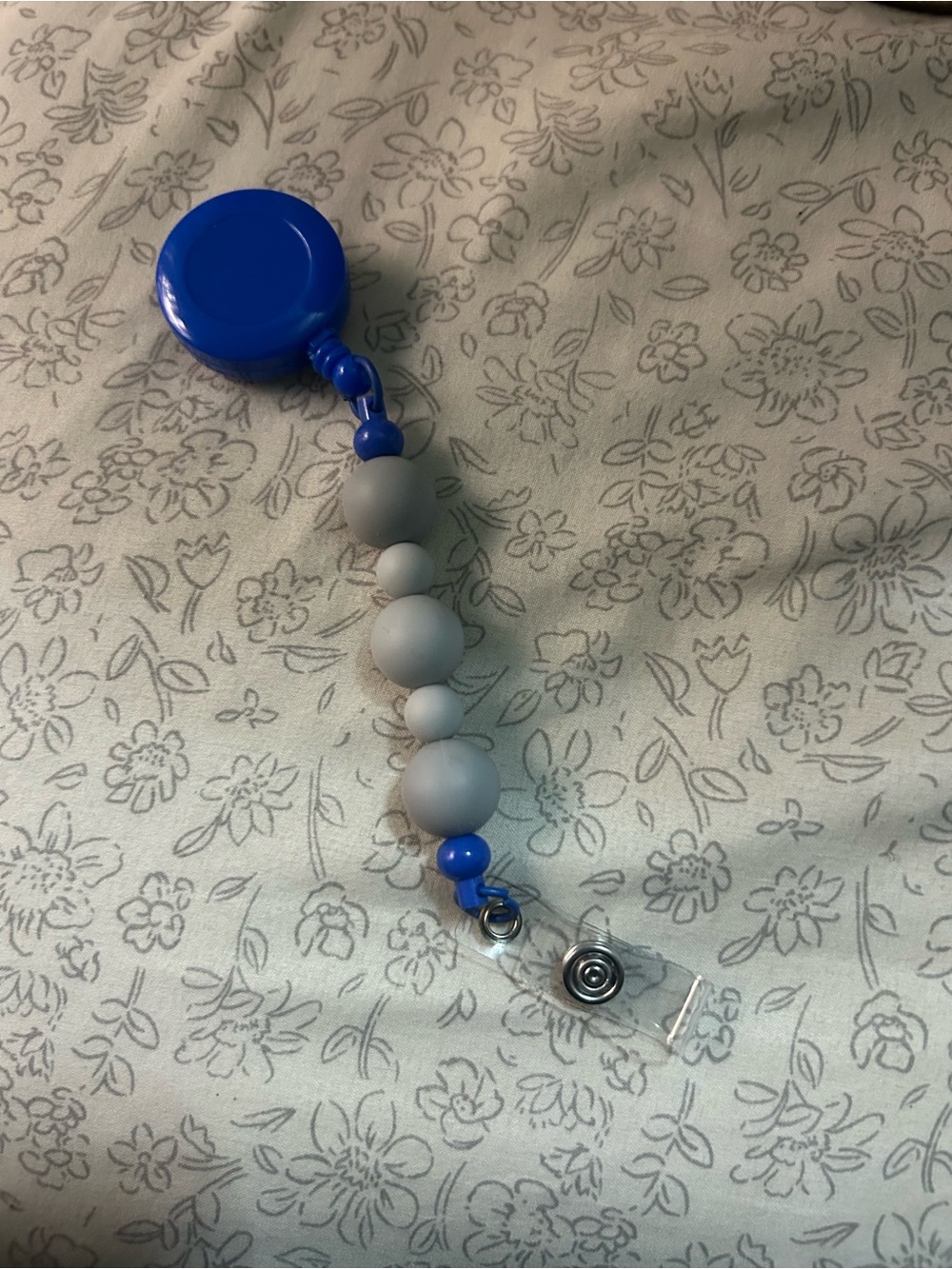 Blue and Gray Beaded Badge Reel | Kids Accessories